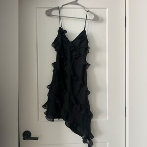 Abercrombie & Fitch Black Asymmetrical Ruffle Dress
